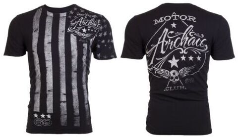 Archaic | Футболка мужская Nation Black White AM1704BLW от Affliction перед и спина