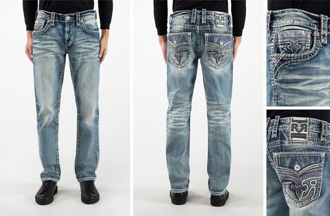 Rock Revival | Джинсы мужские GREYTON A208 ALT STRAIGHT 32" RP3592A208R перед, сзади и детали