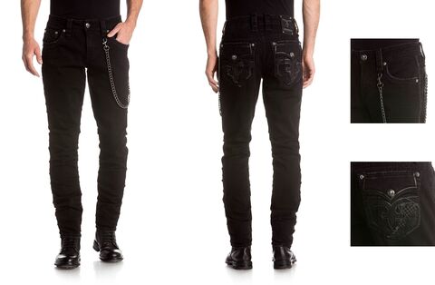 Rock Revival | Джинсы мужские NORWELL ST205 STACKED TAPER WITH CHAIN 32" TJ2383ST205R перед сзади и детали