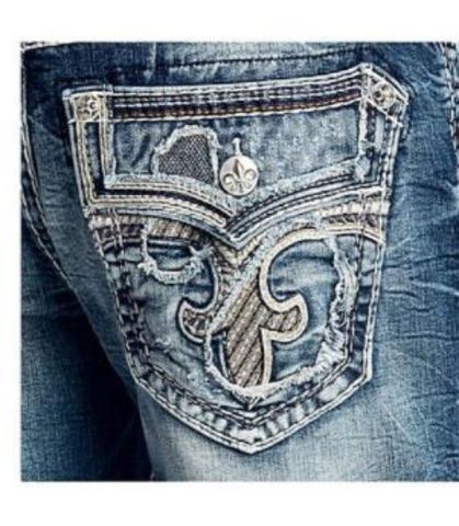 Rock Revival | Джинсы мужские STRAIGHT LYONS BLUE J201 RP2483J201 задний карман