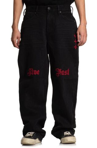 Джинсы Wide Leg Live Fast Black Jeans Affliction