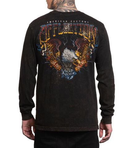Affliction | Футболка мужская лонгслив Shredded Pavement LS Tee A26819 сзади