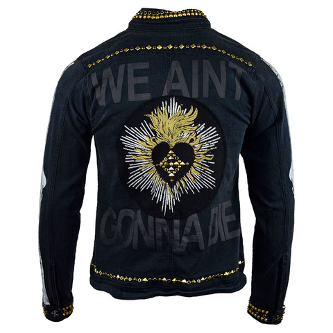 The Saints Sinphony | Куртка джинсовая мужская BONES JACKET BLACK AND GOLD TSJ044 спина