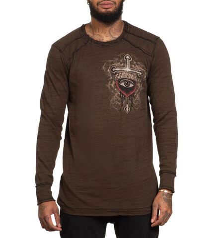 Affliction | Пуловер двусторонний мужской Highway Drifters LS Thermal A26804 Affliction обратная сторона перед