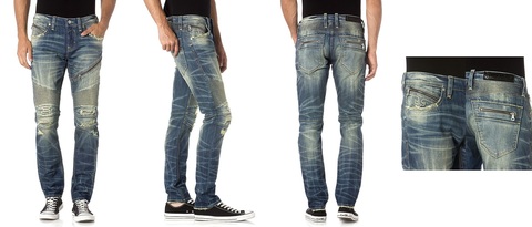 Rock Revival | Джинсы мужские JEZEK S205 SKINNY MOTO RP2020S205 перед сзади и детали