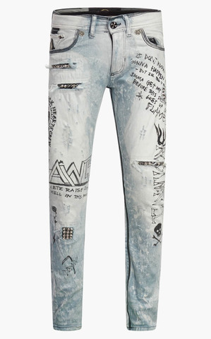 The Saints Sinphony | Джинсы мужские LT BLUE GRAFFITI PRINTED JEANS SG305 перед