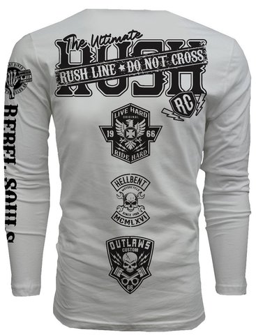Rush Couture | Футболка лонгслив мужская RUSH LINE: DON'T CROSS LONG SLEEVE White RC249 спина