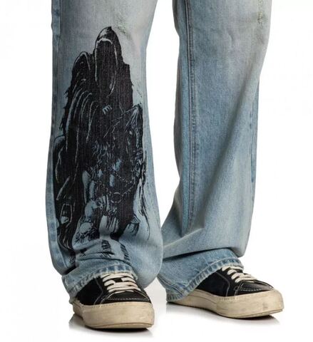 Affliction | Джинсы мужские Wide Leg Binded Orion Jeans 110WL205 вышивка спереди