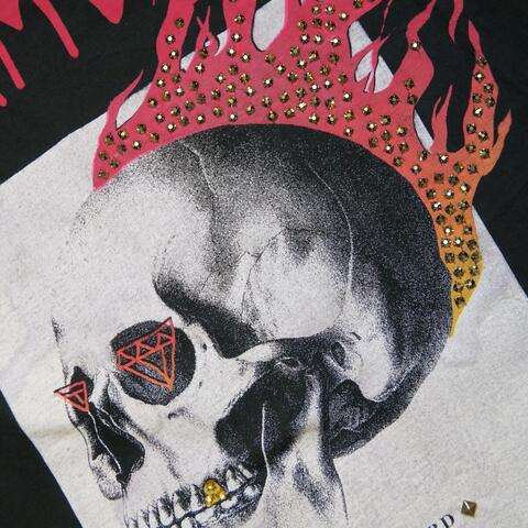 The Saints Sinphony | Футболка мужская DIAMOND LANE SKULL TEE BLACK AND RED STN002 принт спереди череп