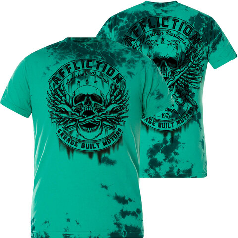 Affliction | Футболка мужская AC Chop Shop Teal A24587 перед и спина