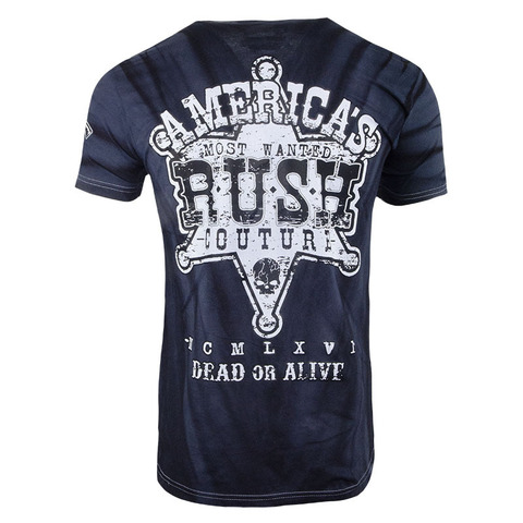 Rush Couture | Футболка мужская COWBOY AMERICA'S MOST WANTED Vintage Black RC154 спина