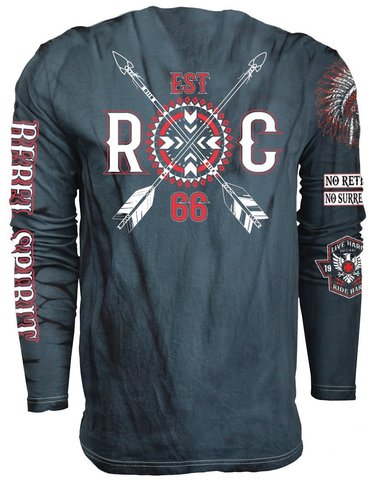 Rush Couture | Футболка лонгслив мужская REBEL SPIRIT LONG SLEEVE Vintage Black RC237 спина