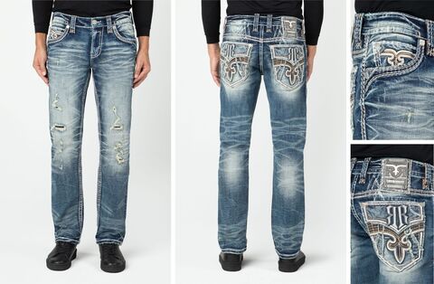 Rock Revival | Джинсы мужские RICHIE J203 STRAIGHT RP3836J203 перед, сзади и детали
