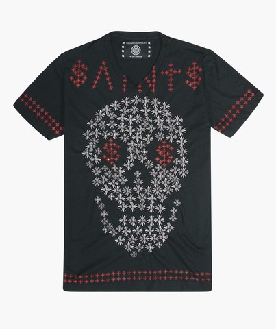 The Saints Sinphony | Футболка мужская SKULL BACK AND WHITE TS3311 перед