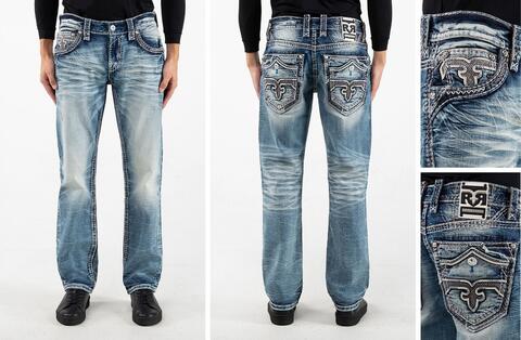 Rock Revival | Джинсы мужские JOSIAH J200 STRAIGHT 32" RP3742J200R перед, сзади и детали