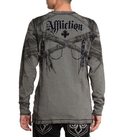 Affliction | Пуловер двусторонний мужской Indian Chief LS Rev. Thermal Silver A8350 обратна сторона сзади