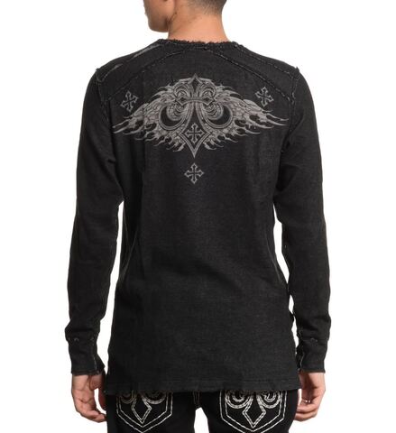 Affliction | Пуловер двусторонний мужской Indian Chief LS Rev. Thermal Silver A8350 сзади