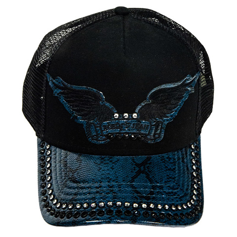 Robin's Jean | Бейсболка BLACK TWILL CAP WITH BLUE VISOR AND CRYSTALS CAP1023-H-101-38 спереди
