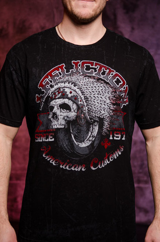 Affliction | Футболка мужская BULL RUN Black A20140 принт спереди