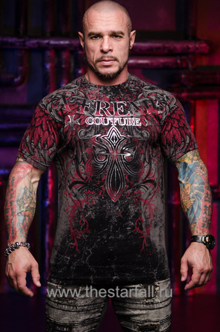 Xtreme Couture | Футболка мужская BOLD CIPHER X1909I от Affliction перед на модели