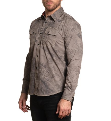 Affliction | Рубашка мужская KINSHIP 110WV858 левый бок