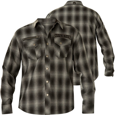 Affliction | Рубашка фланелевая утепленная мужская FALTER FLANNEL JACKET 110OW374 перед и спина