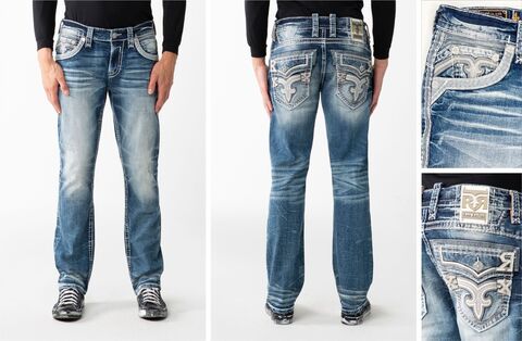 Rock Revival | Джинсы мужские SEAGRASS J200 STRAIGHT RP3574J200 перед и сзади, детали