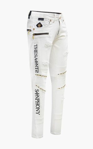 The Saints Sinphony | Джинсы мужские WORDS EMBROIDERY JEAN WHITE TSG436A перед