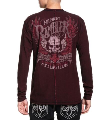 Affliction | Футболка мужская лонгслив двусторонняя Crows LS Rev. A28675 обратная сторона сзади
