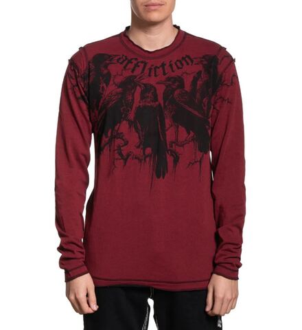 Affliction | Футболка мужская лонгслив двусторонняя Crows LS Rev. A28675 перед
