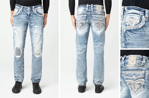 Rock Revival | Джинсы мужские LORENZO A201 ALT STRAIGHT 32" RP3815A201R перед, сзади и детали