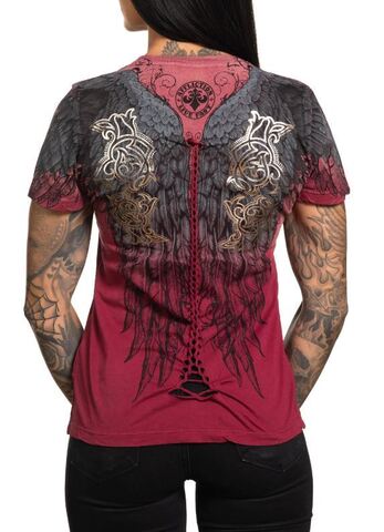 Affliction | Футболка женская WINGS OF A PHARAOH AW25165 сзади