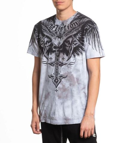 Affliction | Футболка мужская Death Eyes Tee LT.GREY CRYSTAL WASH A28913 слева