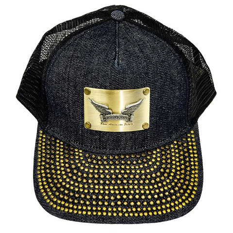 Robin's Jean | Бейсболка мужская DENIM CAP IN INDIGO WITH BRASS STUDS CAP1028-B119 перед
