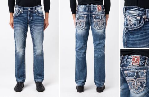 Rock Revival | Джинсы мужские FINLEY J200 STRAIGHT 32" RP3825J200R перед, сзади и детали