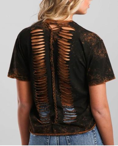 Affliction | Футболка женская Chromium Heart Dagger AW23361 спина с прорезями