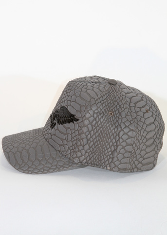 Robin's Jean | Бейсболка мужская CRACKLE HAT IN GREY WITH BLACK WINGS левый бок