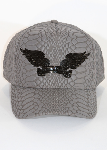 Robin's Jean | Бейсболка мужская CRACKLE HAT IN GREY WITH BLACK WINGS перед