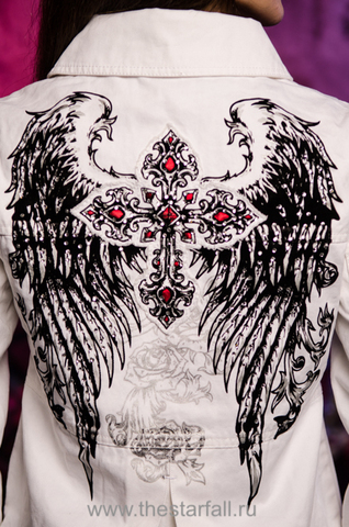 Rebel Spirit | Куртка женская GJK120619 принт на спине крест и крылья