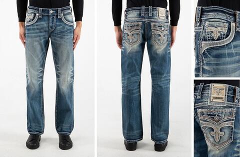 Rock Revival | Джинсы мужские DAWSON B200 BOOT 32" RP3764B200R перед сзади и детали