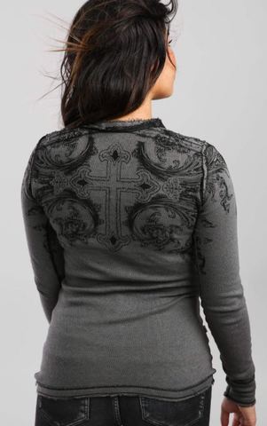 Affliction | Пуловер двусторонний женский Scarlett Opal AW23786 спина