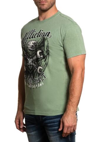 Affliction | Футболка мужская AC BORN FREE DARK GREEN A26002 слева