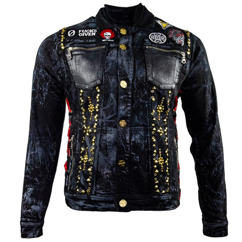 The Saints Sinphony | Куртка джинсовая мужская LIGHTNING EAGLE JACKET BLACK TSJ074 перед