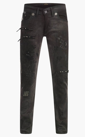 The Saints Sinphony | Джинсы мужские BLACK PRINTED GRAFFITI JEANS TG304A перед