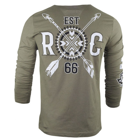 Rush Couture | Футболка лонгслив мужская REBEL SPIRIT LONG SLEEVE Military Green RC236 спина