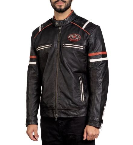 Affliction | Куртка кожаная мужская Dakota Jacket 110OW415 слева