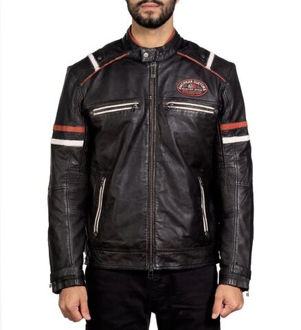 Affliction | Куртка кожаная мужская Dakota Jacket 110OW415 перед