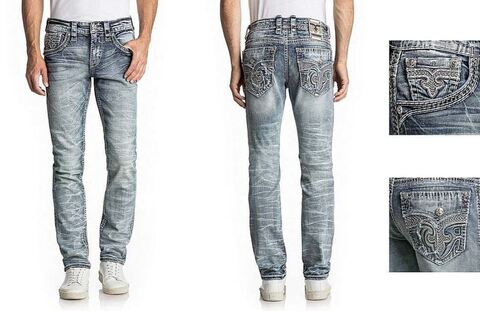 Rock Revival | Джинсы мужские CHARLEY A203 ALT STRAIGHT 32" RP2288A203R обе стороны и детали