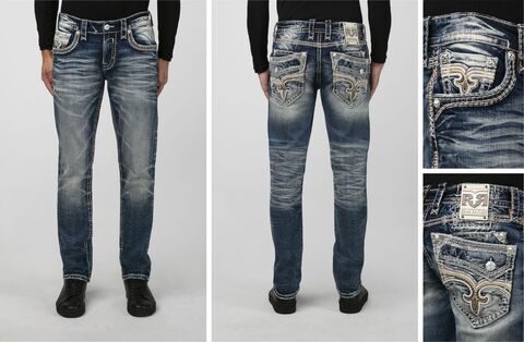 Rock Revival | Джинсы мужские CONNELL A200 ALT STRAIGHT RP3714A200 перед сзади и детали