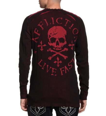 Affliction | Пуловер двусторонний мужской Infected Ritual LS Rev. Thermal Silver A28670 обратная сторона сзади